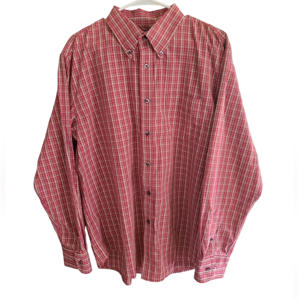 Dockers Stain Defender Plaid Long Sleeve Button Down Shirt Size XL